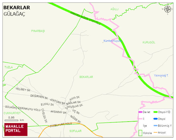 BEKARLAR Köyü Haritası | Yükselti ve Doğa Özellikleri
