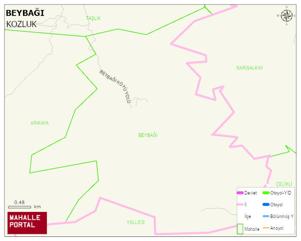 BEYBAĞI Köyü Haritası | Mahalle ve Köy Sınırı