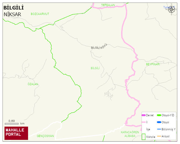 BİLGİLİ Köyü Haritası | Yükselti ve Doğa Özellikleri
