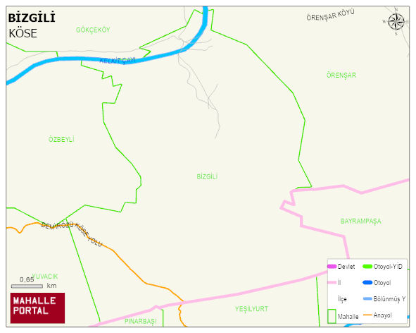 BİZGİLİ Köyü Haritası | Mahalle ve Köy Sınırı