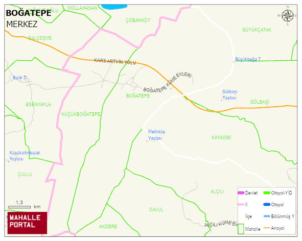 BOĞATEPE Köyü Haritası | İnteraktif Köy ve Mahalle Sınırları
