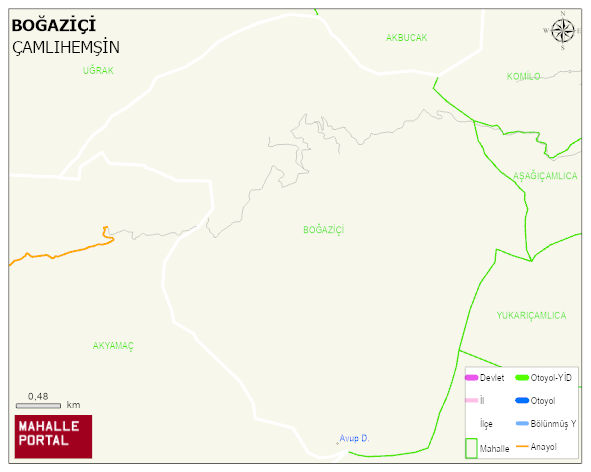 BOĞAZİÇİ Köyü Haritası | Yükselti ve Doğa Özellikleri