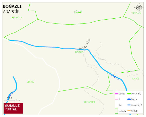 BOĞAZLI Mahallesi Haritası | Dağlar, Ovalar ve Akarsu Bilgileri