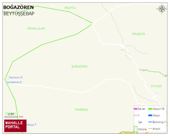 BOĞAZÖREN Köyü Haritası | Mahalle ve Köy Sınırı
