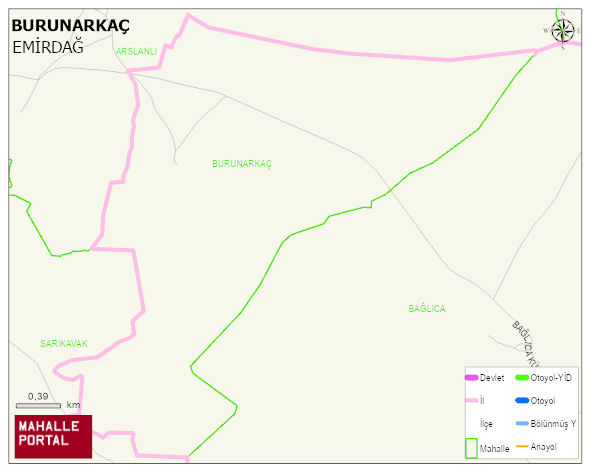 BURUNARKAÇ Köyü Haritası | Coğrafi Yapı ve Detaylı Haritası