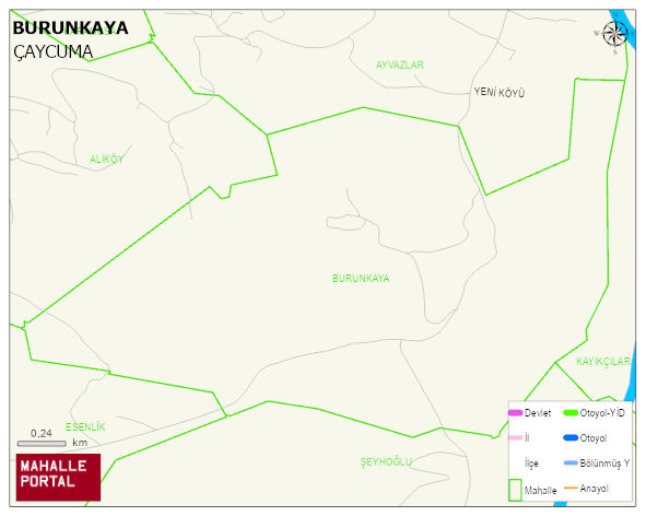 BURUNKAYA Köyü Haritası | Yükselti ve Doğa Özellikleri