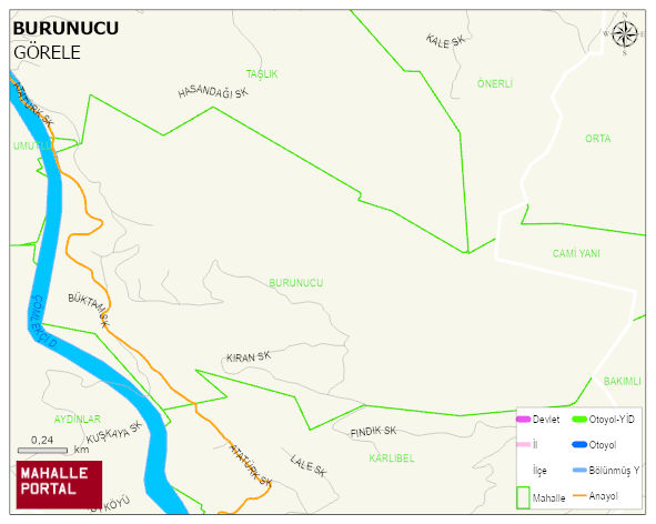 BURUNUCU Köyü Haritası | Yükselti ve Doğa Özellikleri