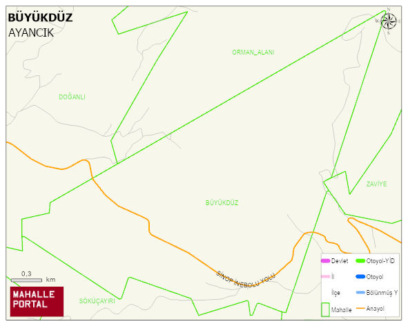 BÜYÜKDÜZ Köyü Haritası | Mahalle ve Köy Sınırı