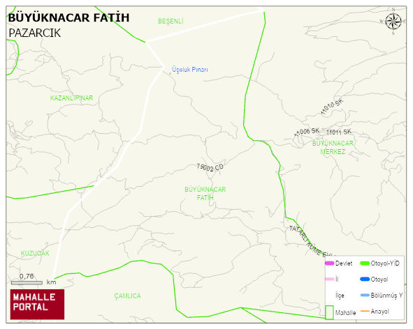 BÜYÜKNACAR FATİH Mahallesi Haritası | Yükselti ve Doğa Özellikleri