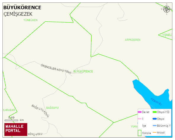 BÜYÜKÖRENCE Köyü Haritası | Mahalle ve Köy Sınırı