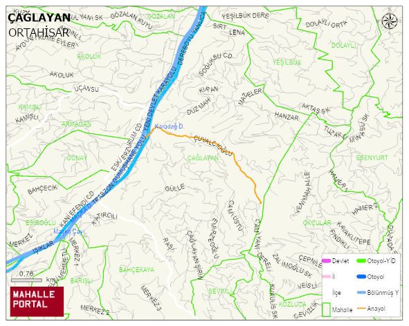 ÇAĞLAYAN Mahallesi Haritası | Dağlar, Ovalar ve Akarsu Bilgileri