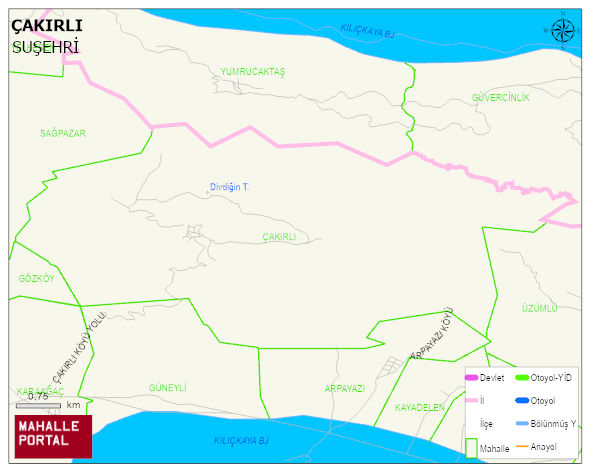 ÇAKIRLI Köyü Haritası | Dağlar, Ovalar ve Akarsu Bilgileri