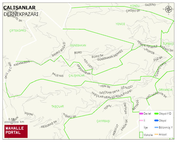 ÇALIŞANLAR Mahallesi Haritası | İnteraktif Köy ve Mahalle Sınırları
