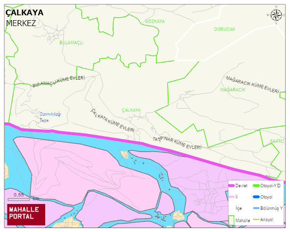 ÇALKAYA Köyü Haritası | Mahalle ve Köy Sınırı