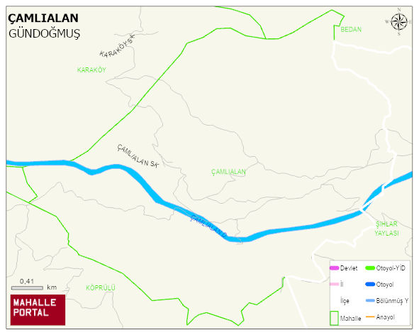 ÇAMLIALAN Mahallesi Haritası | Dağlar, Ovalar ve Akarsu Bilgileri