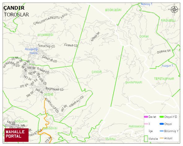 ÇANDIR Mahallesi Haritası | Dağlar, Ovalar ve Akarsu Bilgileri