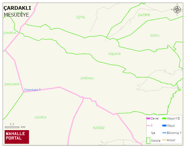 ÇARDAKLI Mahallesi Haritası | Coğrafi Yapı ve Detaylı Haritası