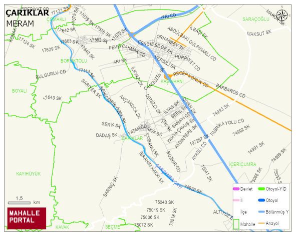 ÇARIKLAR Mahallesi Haritası | Mahalle ve Köy Sınırı