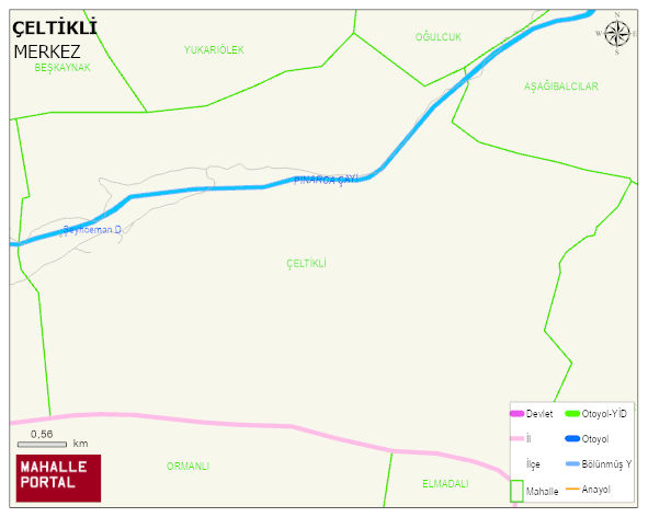 ÇELTİKLİ Köyü Haritası | Mahalle ve Köy Sınırı