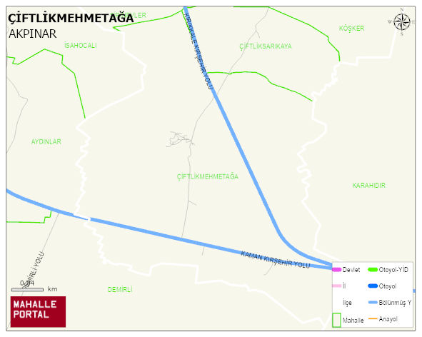 ÇİFTLİKMEHMETAĞA Köyü Haritası | Yükselti ve Doğa Özellikleri