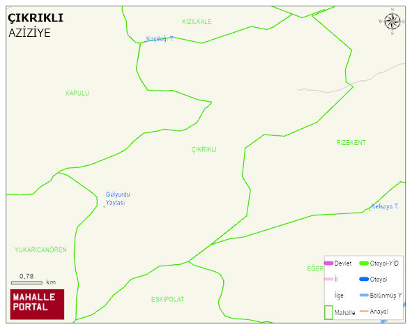 ÇIKRIKLI Mahallesi Haritası | Mahalle ve Köy Sınırı