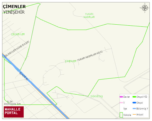 ÇİMENLER Mahallesi Haritası | Yükselti ve Doğa Özellikleri