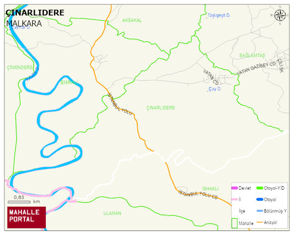 ÇINARLIDERE Mahallesi Haritası | Dağlar, Ovalar ve Akarsu Bilgileri
