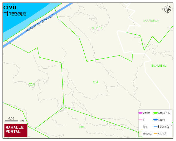 CİVİL Köyü Haritası | Yükselti ve Doğa Özellikleri