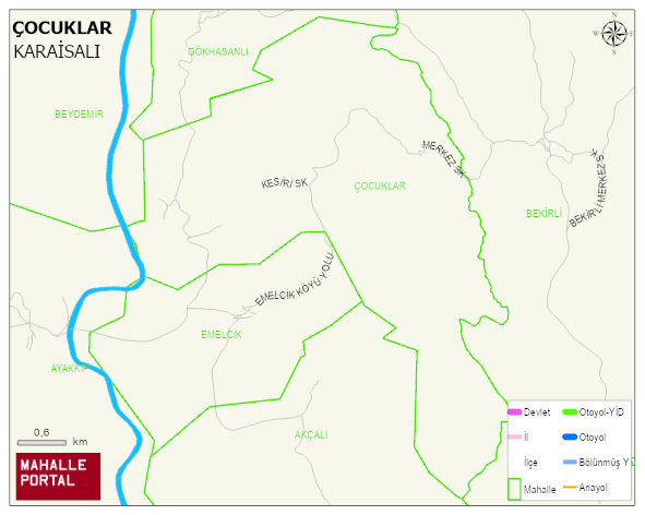 ÇOCUKLAR Mahallesi Haritası | Dağlar, Ovalar ve Akarsu Bilgileri