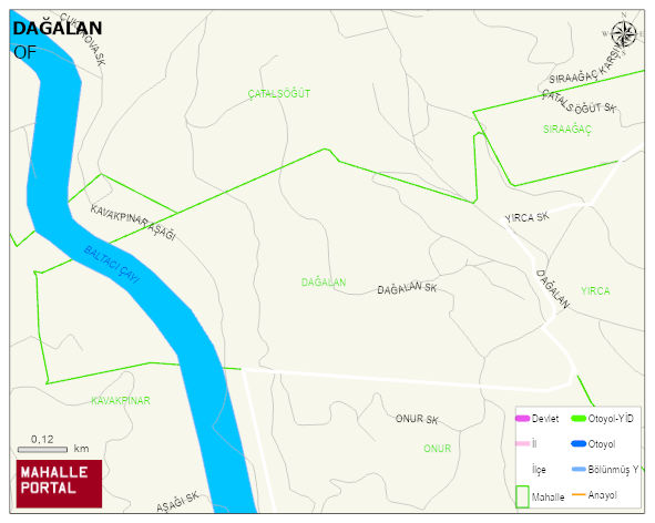 DAĞALAN Mahallesi Haritası | Mahalle ve Köy Sınırı