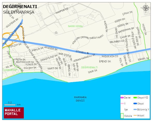 DEĞİRMENALTI Mahallesi Haritası | Coğrafi Yapı ve Detaylı Haritası