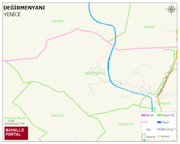 DEĞİRMENYANI Köyü Haritası | Sayısal Bölge Görünümü