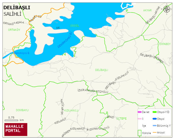 DELİBAŞLI Mahallesi Haritası | Dağlar, Ovalar ve Akarsu Bilgileri