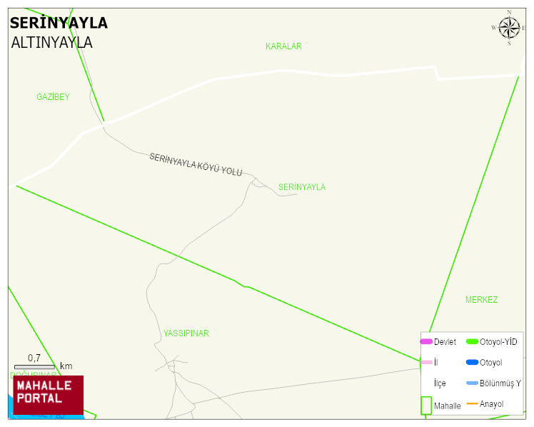 DELİİLYAS BELDESİ SERİNYAYLA Mahallesi Haritası | Coğrafi Yapı ve Detaylı Haritası