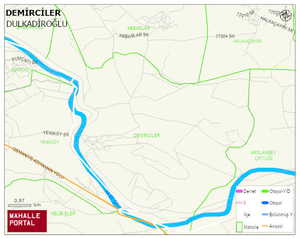 DEMİRCİLER Mahallesi Haritası | Dağlar, Ovalar ve Akarsu Bilgileri