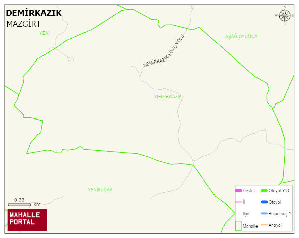 DEMİRKAZIK Köyü Haritası | İnteraktif Köy ve Mahalle Sınırları