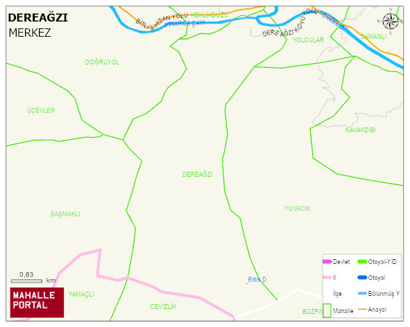 DEREAĞZI Köyü Haritası | Yükselti ve Doğa Özellikleri