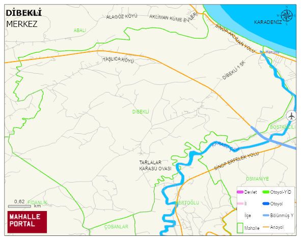 DİBEKLİ Köyü Haritası | Mahalle ve Köy Sınırı