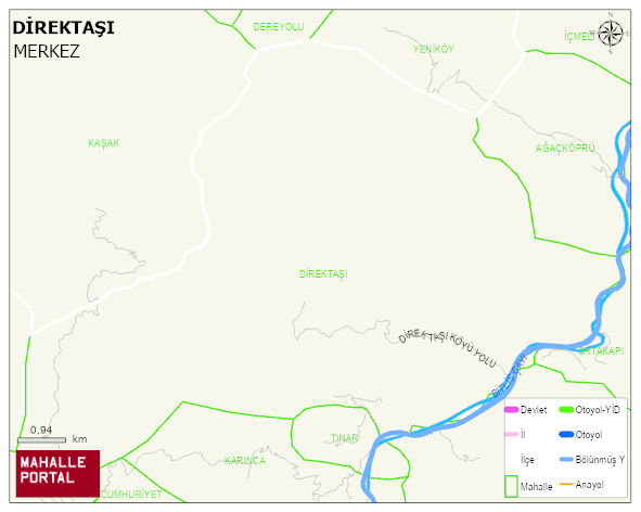DİREKTAŞI Köyü Haritası | İnteraktif Köy ve Mahalle Sınırları