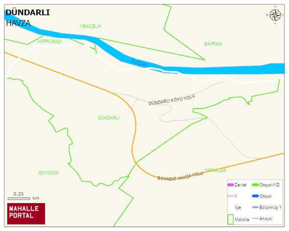 DÜNDARLI Mahallesi Haritası | Mahalle ve Köy Sınırı