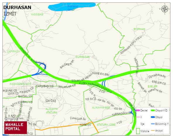 DURHASAN Mahallesi Haritası | Detaylı Köy ve Mahalle Görünümü