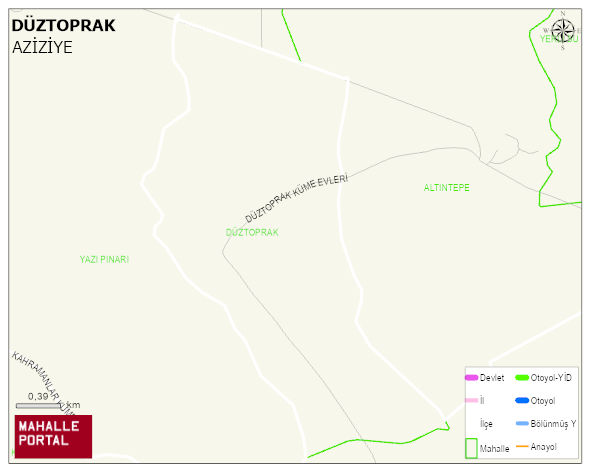 DÜZTOPRAK Mahallesi Haritası | Yükselti ve Doğa Özellikleri