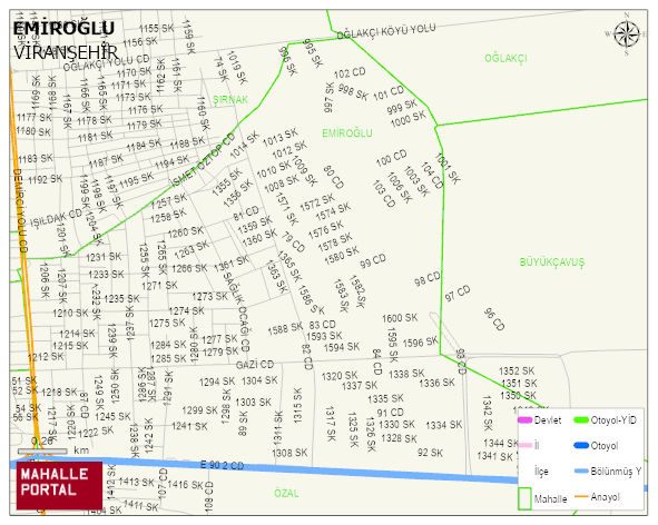 EMİROĞLU Mahallesi Haritası | Yükselti ve Doğa Özellikleri