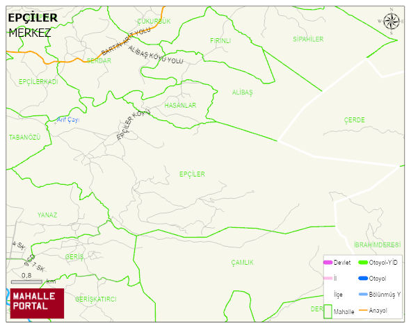 EPÇİLER Köyü Haritası | Coğrafi Yapı ve Detaylı Haritası