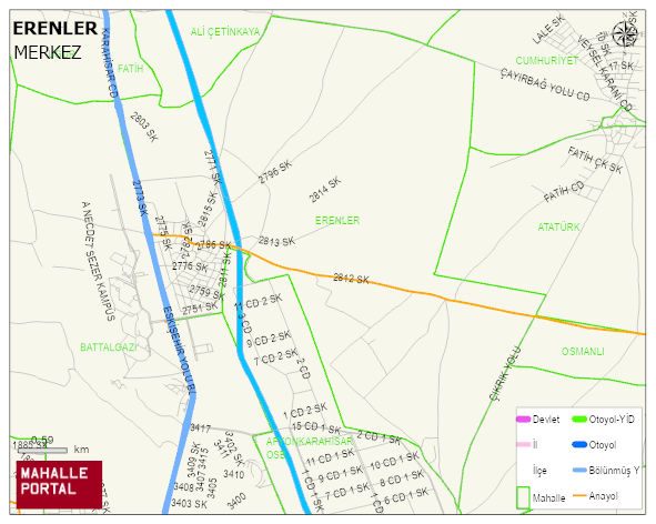 ERENLER Mahallesi Haritası | Mahalle ve Köy Sınırı
