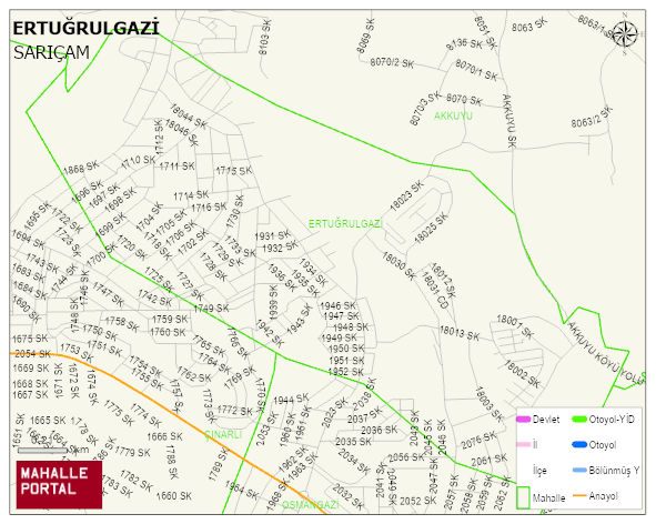 ERTUĞRULGAZİ Mahallesi Haritası | Dağlar, Ovalar ve Akarsu Bilgileri