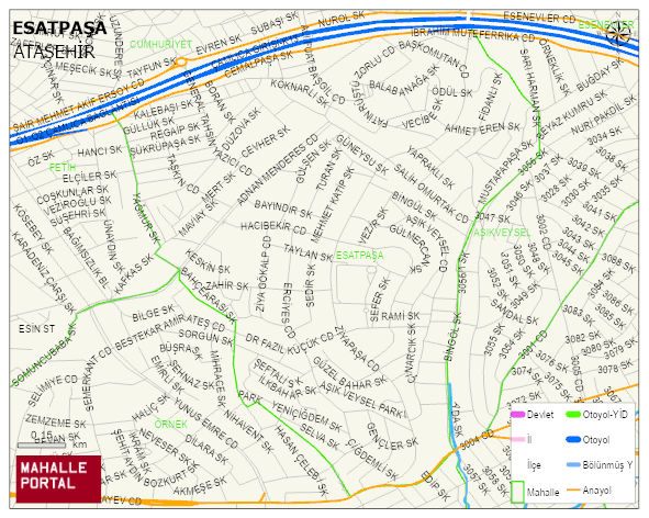 ESATPAŞA Mahallesi Haritası | İnteraktif Köy ve Mahalle Sınırları