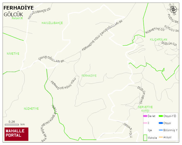 FERHADİYE Mahallesi Haritası | Dağlar, Ovalar ve Akarsu Bilgileri