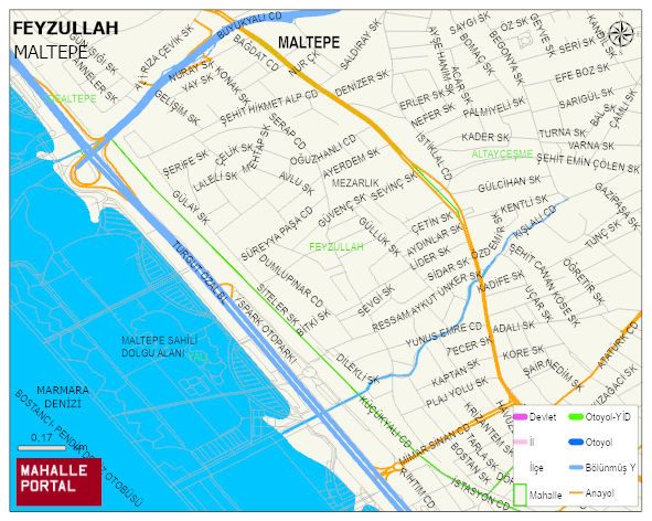 FEYZULLAH Mahallesi Haritası | Yükselti ve Doğa Özellikleri