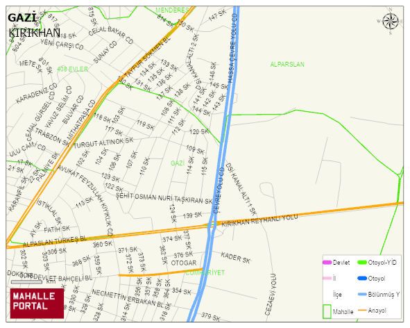 GAZİ Mahallesi Haritası | Mahalle ve Köy Sınırı